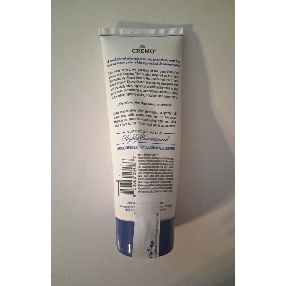 Cremo Cooling Formula Shave Cream Refreshing Mint, 6 Fl. Oz. New
